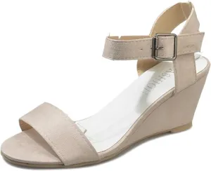 Ladmiple Summer Sandals for Women 2023 Comfy Ankle Strap Slip On Wedge Sandal Open Toe Casual High Heels Platform Wedges