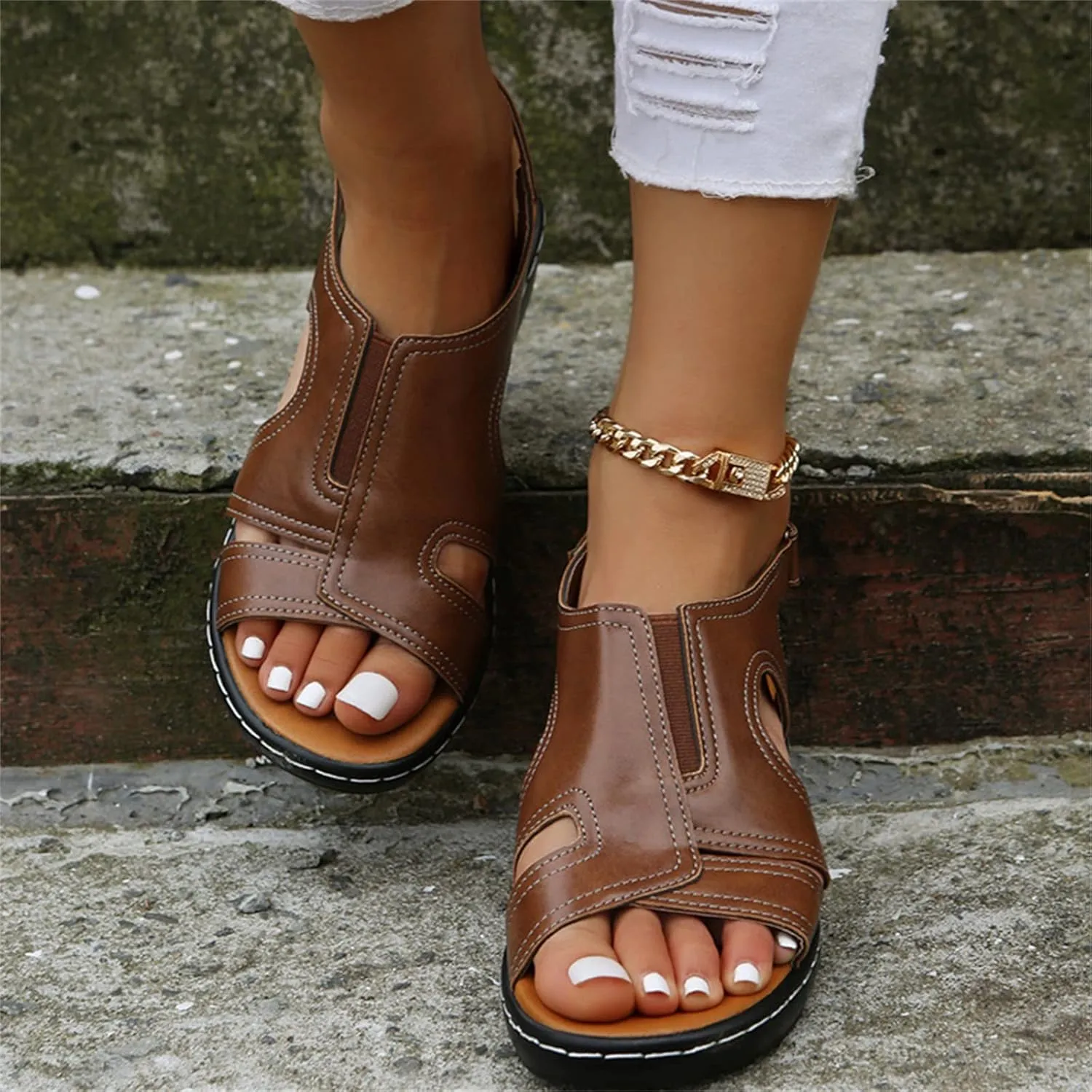 Ladmiple Summer Sandals For Women 2024 Trendy Casual Comfortable Orthotic Flip Flops Orthopedic Slippers with Arch Support