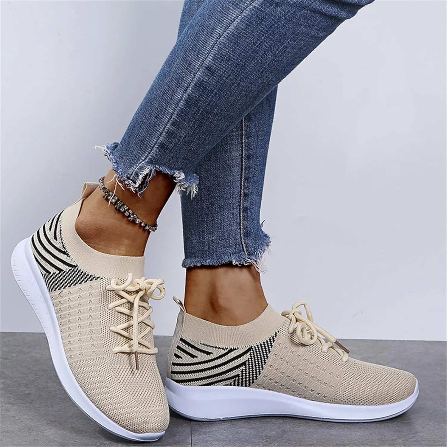 Ladmiple Walking Shoes Women Comfort Slip On Sneakers Breathable Lightweight Non Slip Mesh Gym Running Workout Shoes