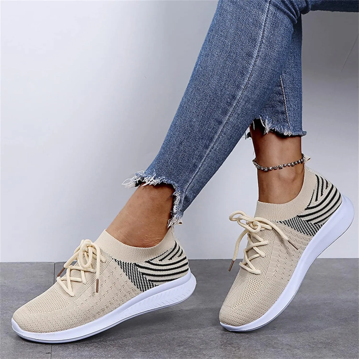 Ladmiple Walking Shoes Women Comfort Slip On Sneakers Breathable Lightweight Non Slip Mesh Gym Running Workout Shoes