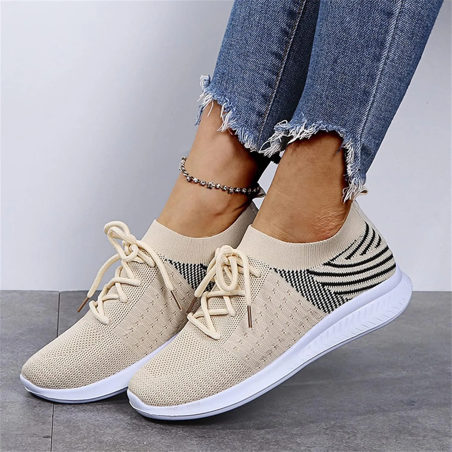 Ladmiple Walking Shoes Women Comfort Slip On Sneakers Breathable Lightweight Non Slip Mesh Gym Running Workout Shoes