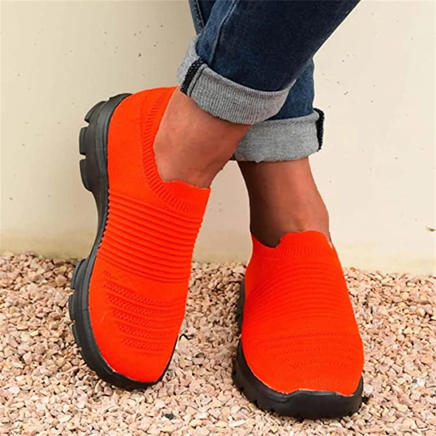 Ladmiple Walking Sneakers For Women Wide Width Slip on Sock Sneakers Fashion Casual Mesh Athletic Running Tennis Shoes