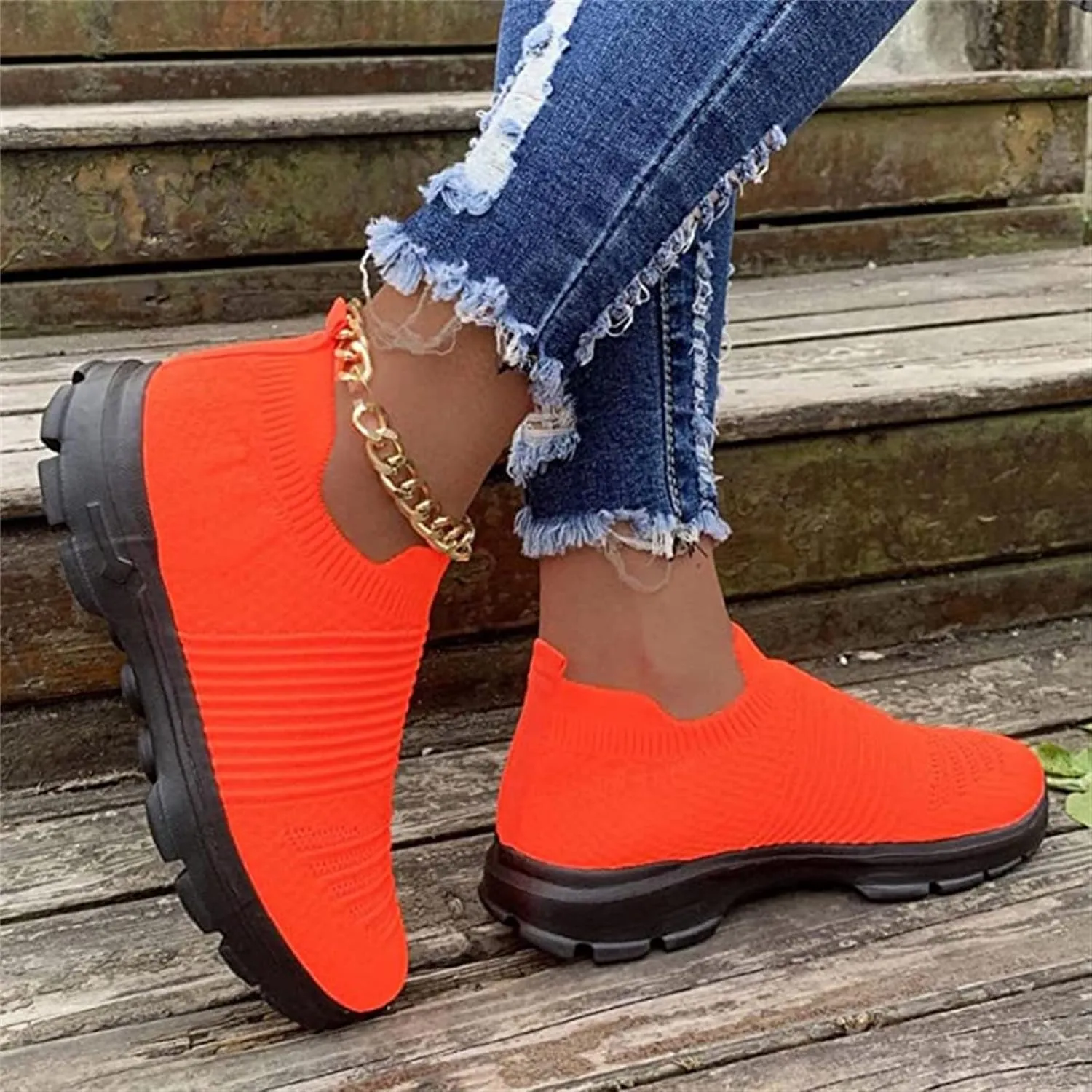 Ladmiple Walking Sneakers For Women Wide Width Slip on Sock Sneakers Fashion Casual Mesh Athletic Running Tennis Shoes