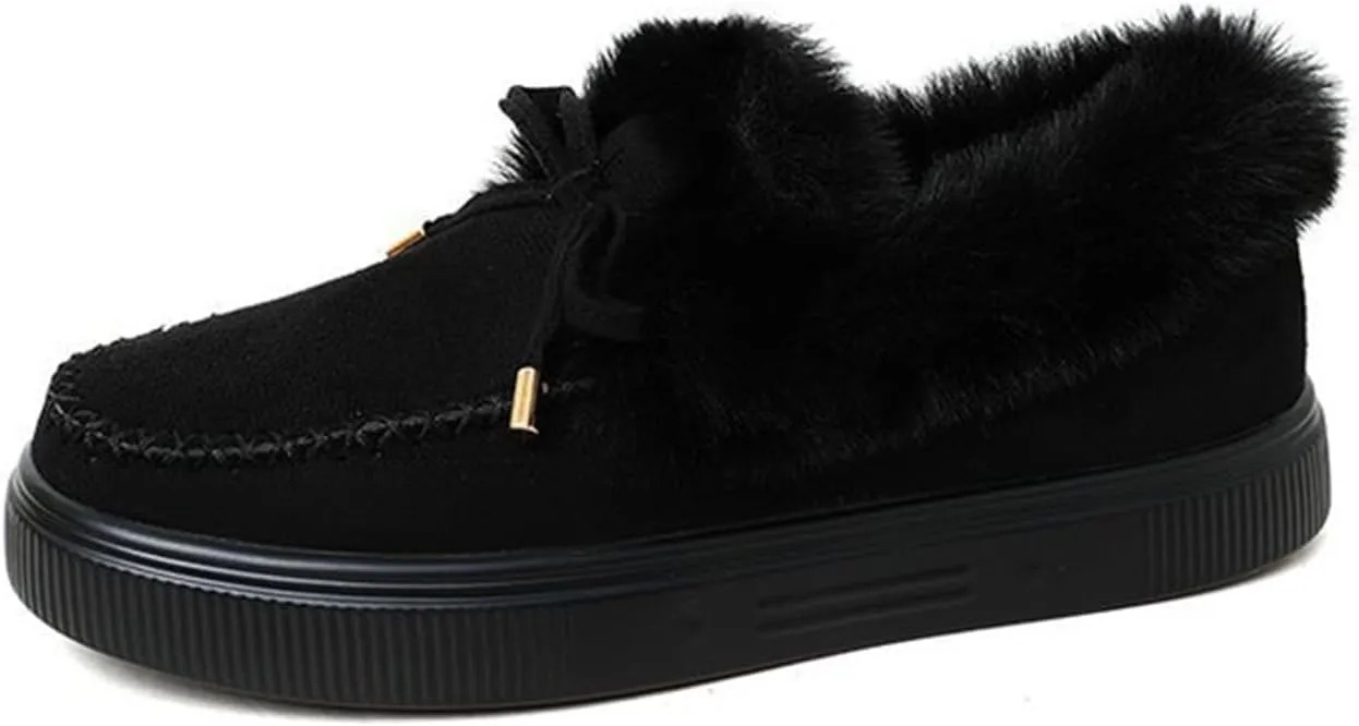 Ladmiple Winter Boots For Women Fashion Warm Fur Lined Snow Boots Outdoor Slip On Comfortable Fashion Short Ankle Booties