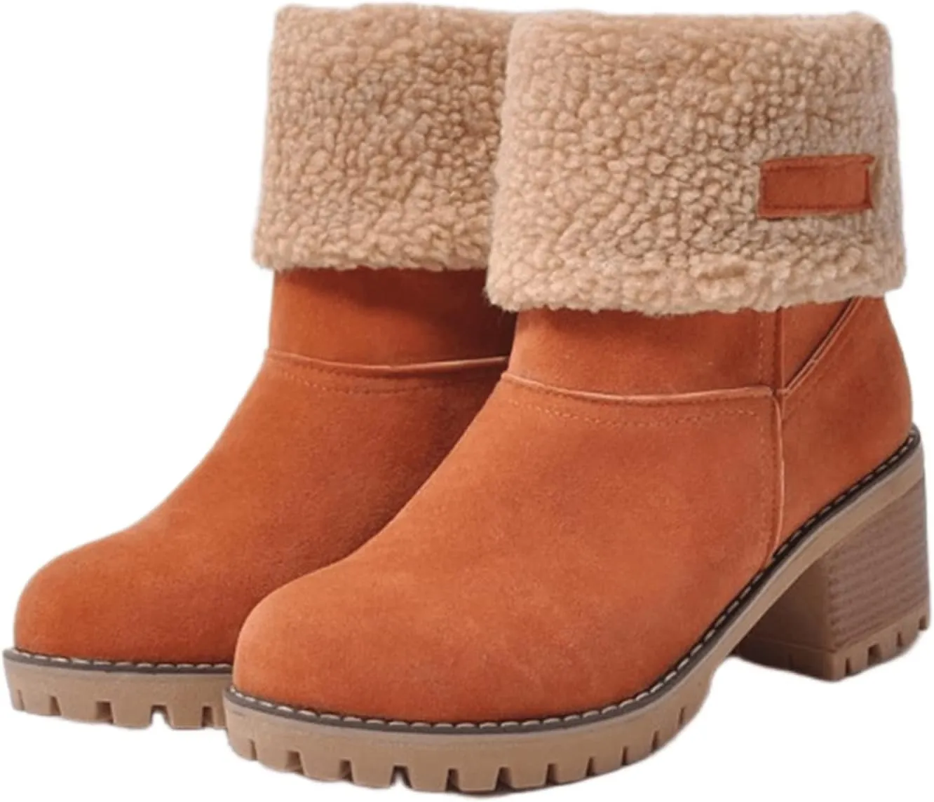 Ladmiple Winter Boots For Women Tall Mid Calf Snow Boots Warm Fur Lined Anti-Slip Outdoor Slip On Comfortable Warm Shoes