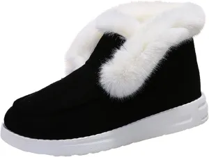 Ladmiple Winter Boots For Women Warm Slip On Snow Ankle Booties Fashion Fur Lined Outdoor Comfortable Loafers Shoes 2024