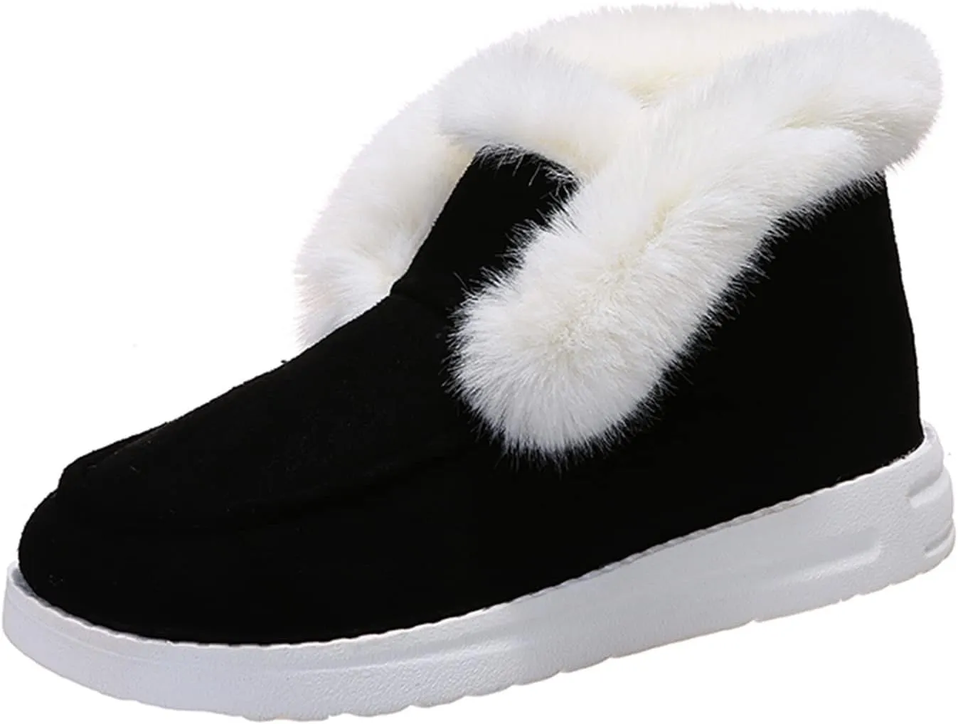 Ladmiple Winter Boots For Women Warm Slip On Snow Ankle Booties Fashion Fur Lined Outdoor Comfortable Loafers Shoes 2024