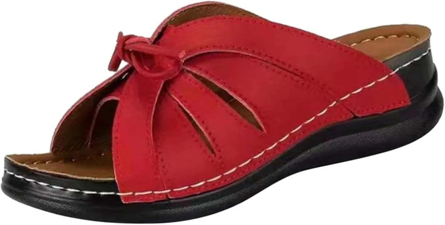 Ladmiple Womens Sandals Comfortable Dressy Wedge Heel Orthopedic Slippers Arch Support Flip Flops Soft Summer Orthotic Slides