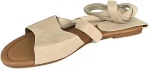 Ladmiple Womens Sandals Dressy Summer Fashion Comfortable Strappy Flip Flops Beach Roman Open Toe Lace Up Flats Sandal