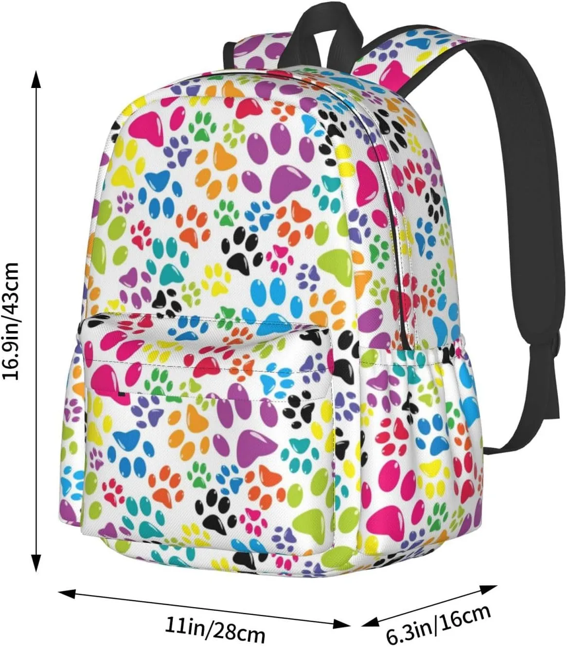 Laptop Backpack for Men Women Colorful Cat Paw Print Casual Travel Backpacks Lightweight College Backpack with Laptop Compartment for Daily Commutes Work Travel Hiking Daypack