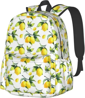 Laptop Backpack for Men Women Yellow Lemon Casual Travel Backpacks Lightweight College Backpack with Laptop Compartment for Daily Commutes Work Travel Hiking Daypack