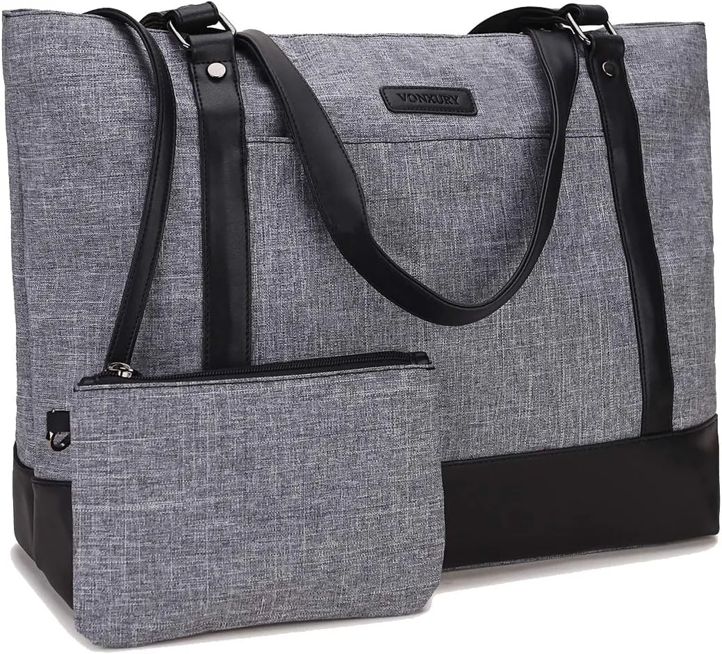 Laptop Tote Bag for Women, 15.6 Inch Computer Shoulder Bag Teacher Work Bag Travel Purse with Small Pouch VONXURY