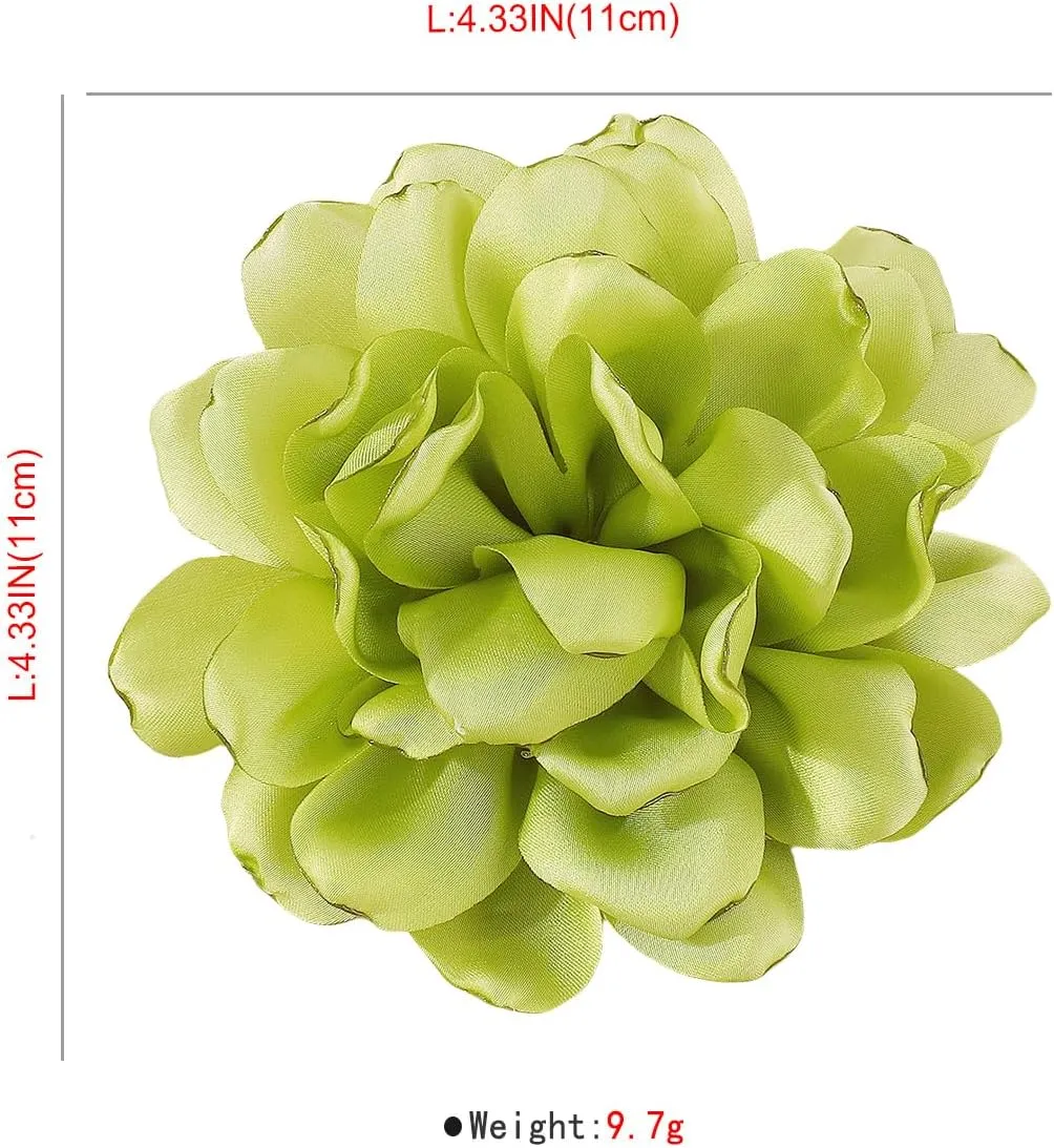 Large Red Rose Flower Brooches Pins for Women Dainty Satin Fabric Brooches Big Camellia Flower Brooch Wedding Party Clothing Pin Accessory Jewelry