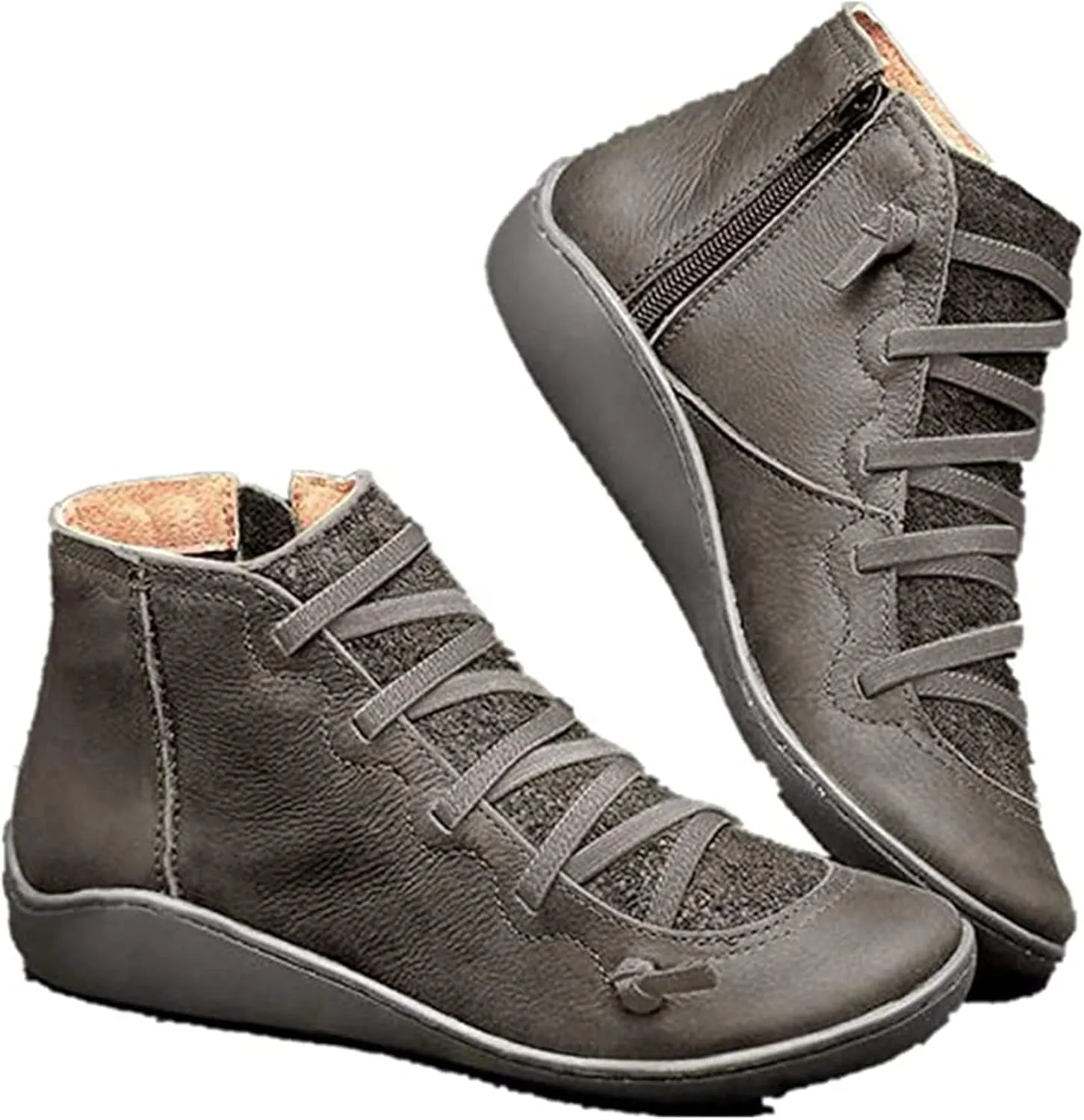 Lausiuoe Boots For Women Ankle Booties Flat Shoes Wedges Fashion Ankle Boots High Top Casual Dressy Western Boot Pull-On