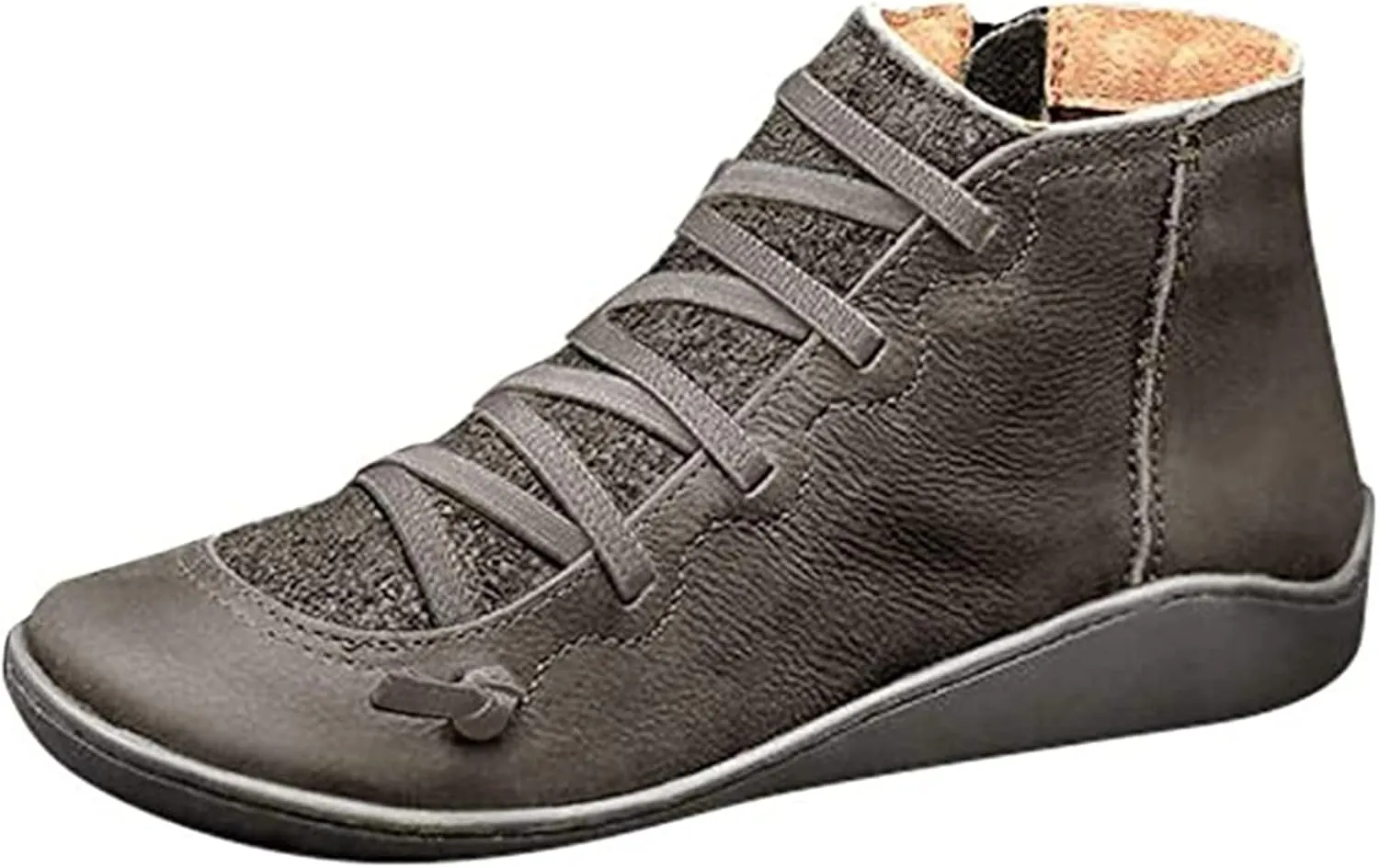 Lausiuoe Boots For Women Ankle Booties Flat Shoes Wedges Fashion Ankle Boots High Top Casual Dressy Western Boot Pull-On