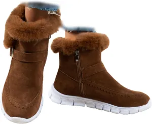 Lausiuoe Boots For Women Ankle Booties Warm Snow Boots Classic Fuzzy Fur Lining Fashion Winter Boots Slip On Loafers Shoes