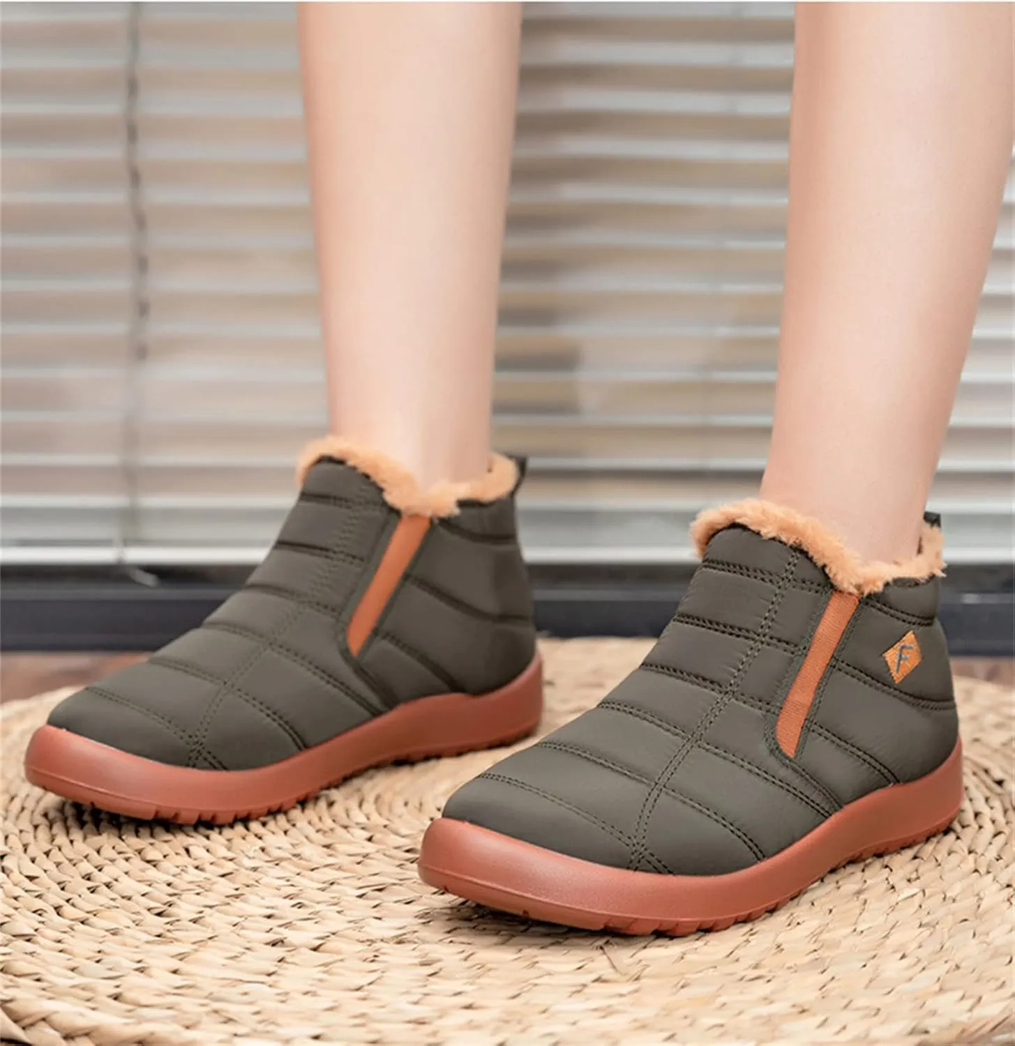 Lausiuoe Snow Boots For Women Waterproof Insulated Wide Width Winter Ankle Booties Fur Lining Slip On Outdoor Warm Shoes