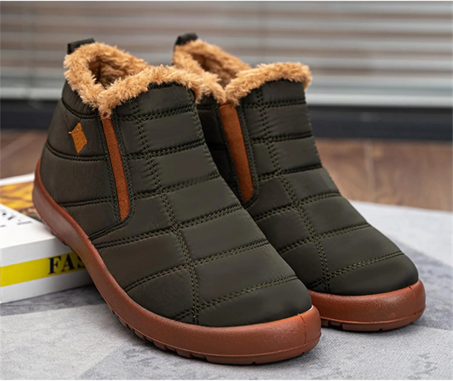Lausiuoe Snow Boots For Women Waterproof Insulated Wide Width Winter Ankle Booties Fur Lining Slip On Outdoor Warm Shoes