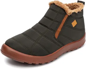 Lausiuoe Snow Boots For Women Waterproof Insulated Wide Width Winter Ankle Booties Fur Lining Slip On Outdoor Warm Shoes