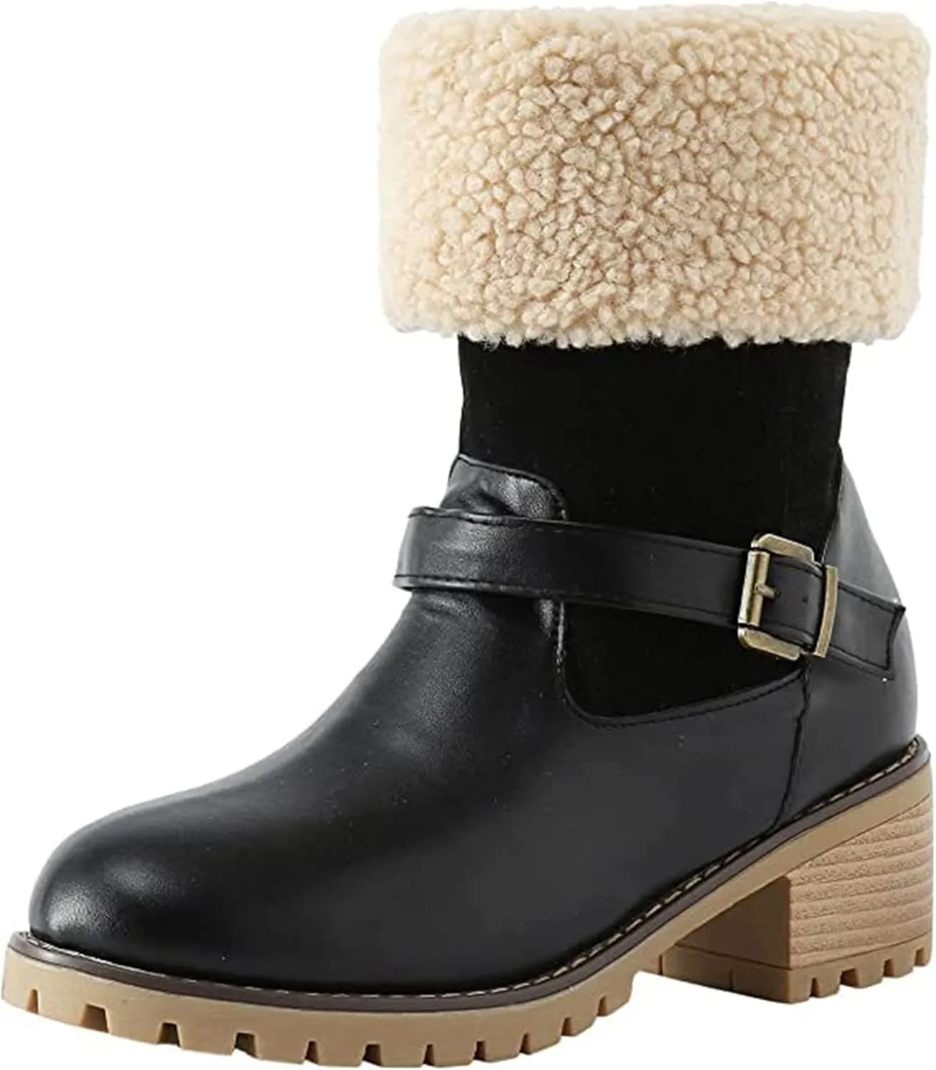 Lausiuoe Winter Boots For Women Fashion 2022 Womens Snow Boots With Warm Fur Lining Non Slip Fuzzy Booties Outdoor Platform Shoes