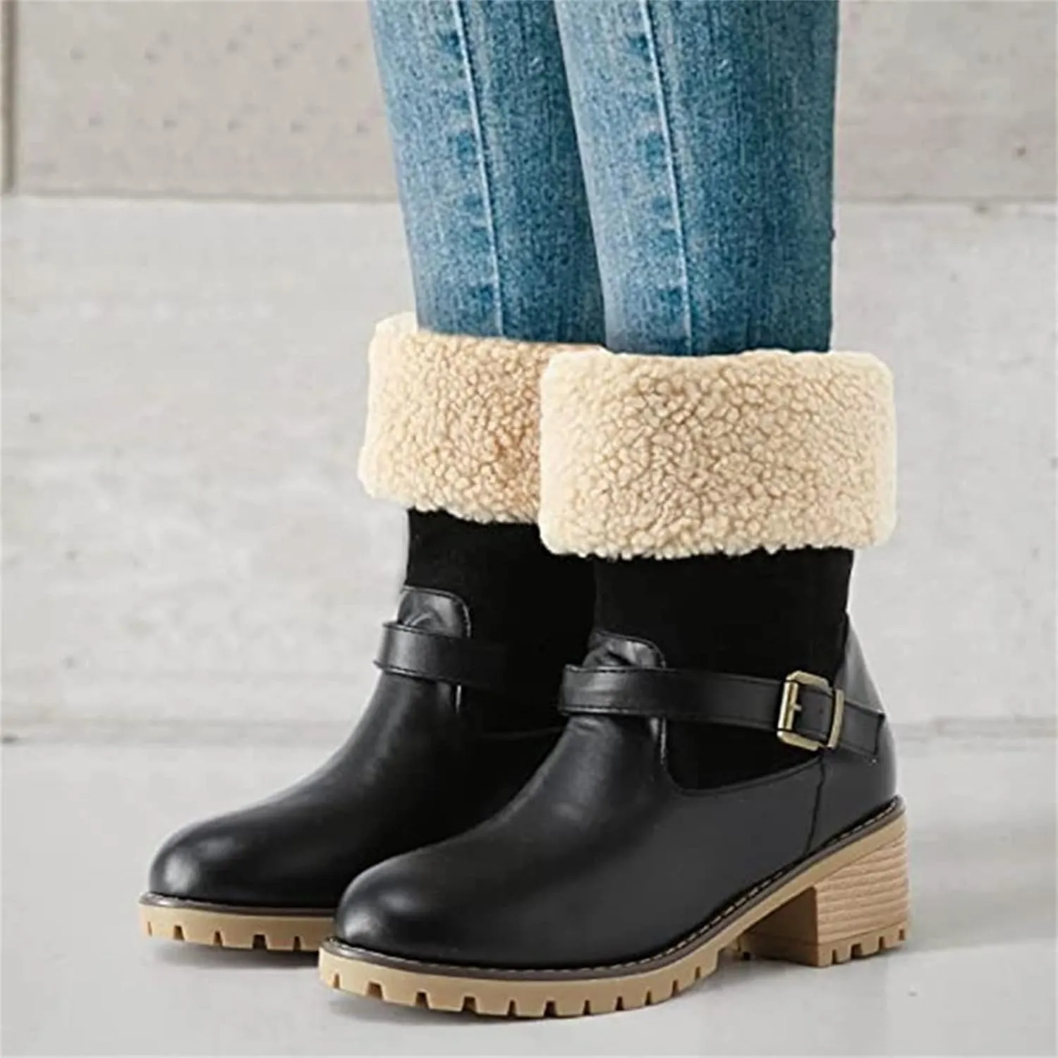 Lausiuoe Winter Boots For Women Fashion 2022 Womens Snow Boots With Warm Fur Lining Non Slip Fuzzy Booties Outdoor Platform Shoes