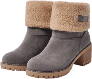 Lausiuoe Winter Boots For Women Fashion Wide Calf Snow Boots Fur Lined Warm Fuzzy booties Casual Outdoor Comfortable Shoes 2022