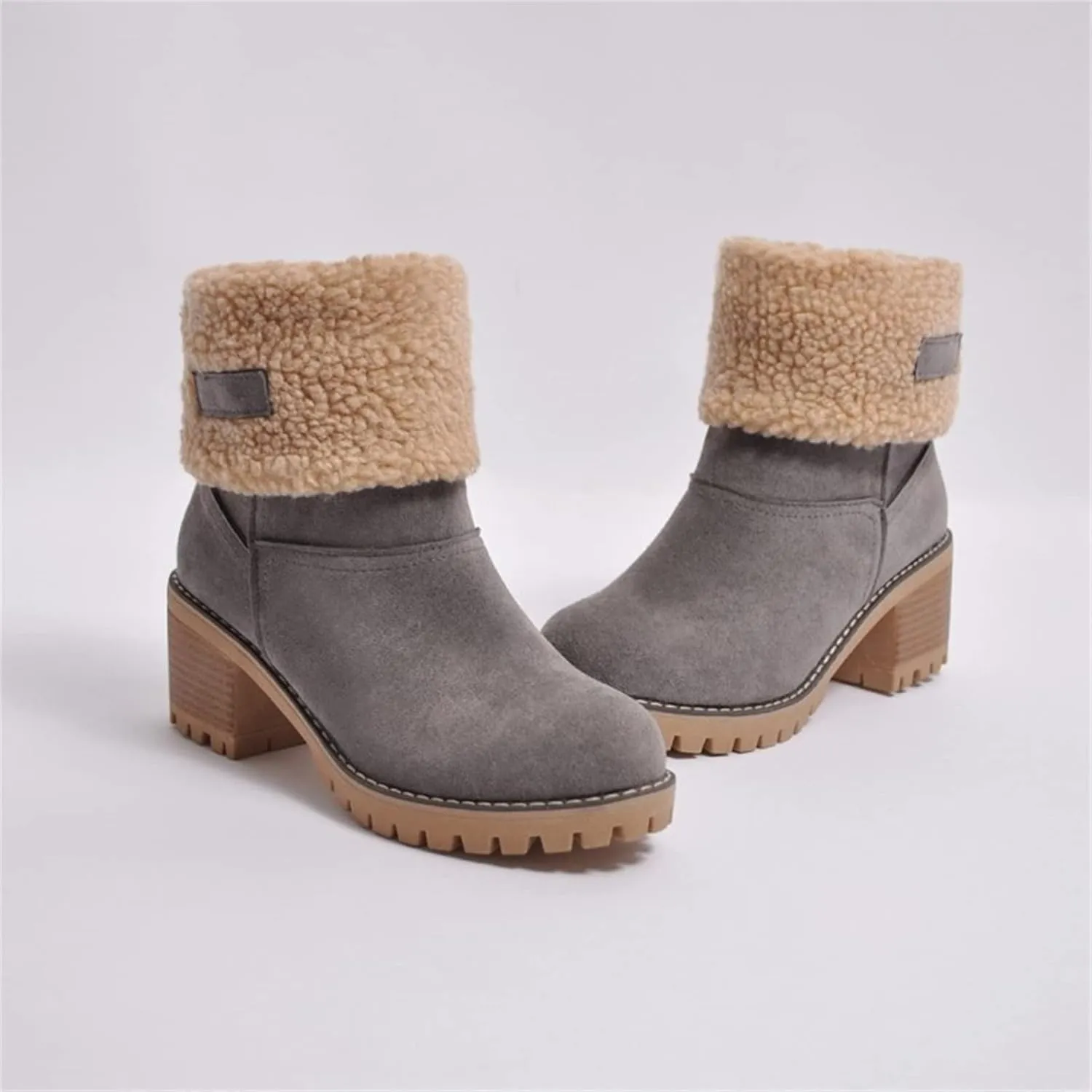Lausiuoe Winter Boots For Women Fashion Wide Calf Snow Boots Fur Lined Warm Fuzzy booties Casual Outdoor Comfortable Shoes 2022