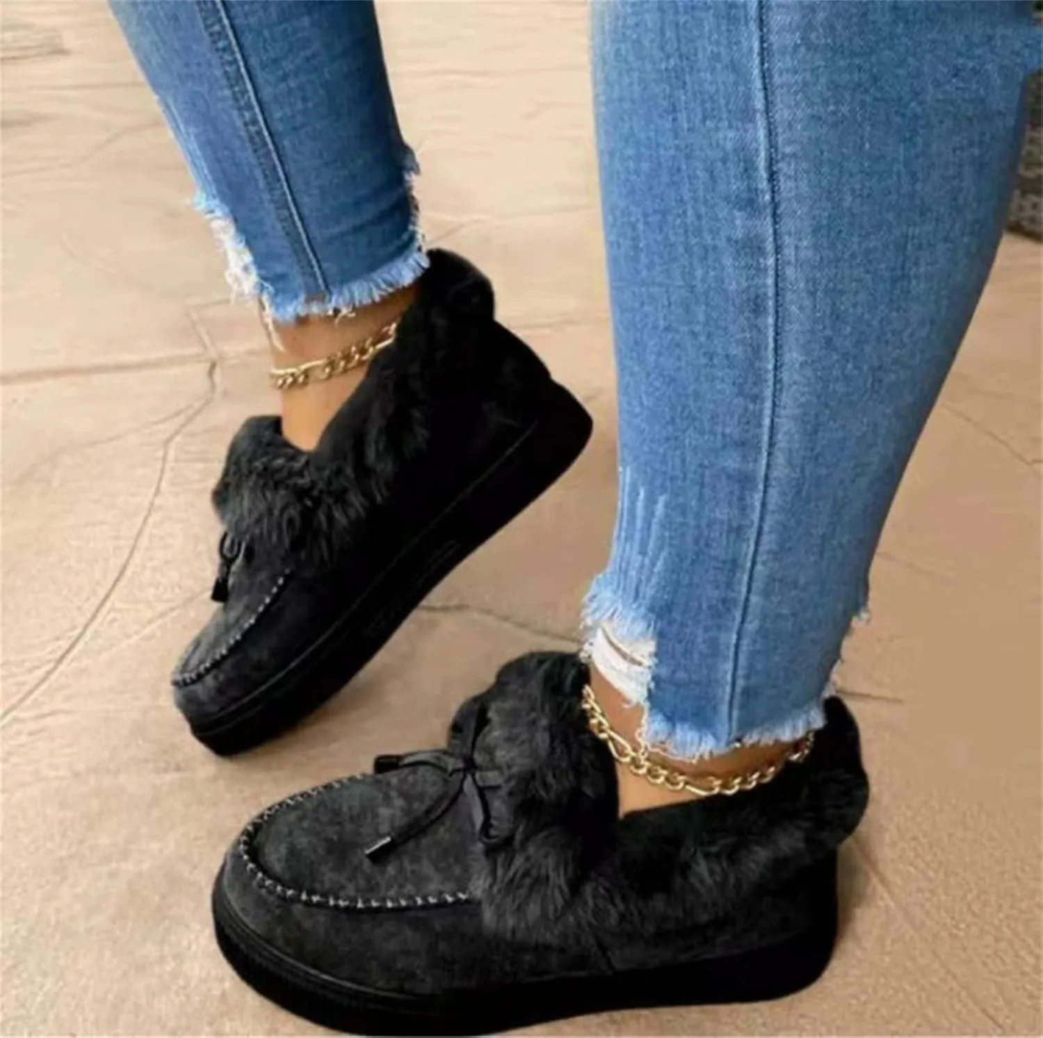 Lausiuoe Winter Fashion Boots For Women 2024 Warm Fur Lined Snow Boots Casual Trendy Comfortable Fuzzy Shoes Ankle Booties