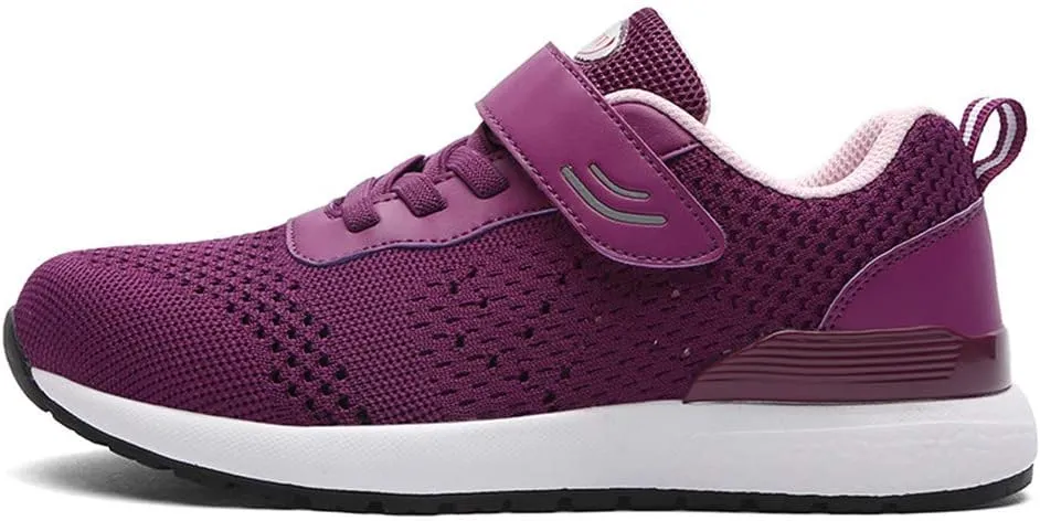 Leader Show Women's Elderly Casual Comfort Walking Shoe Safety Flats Non-Slip Hook & Loop Sneakers