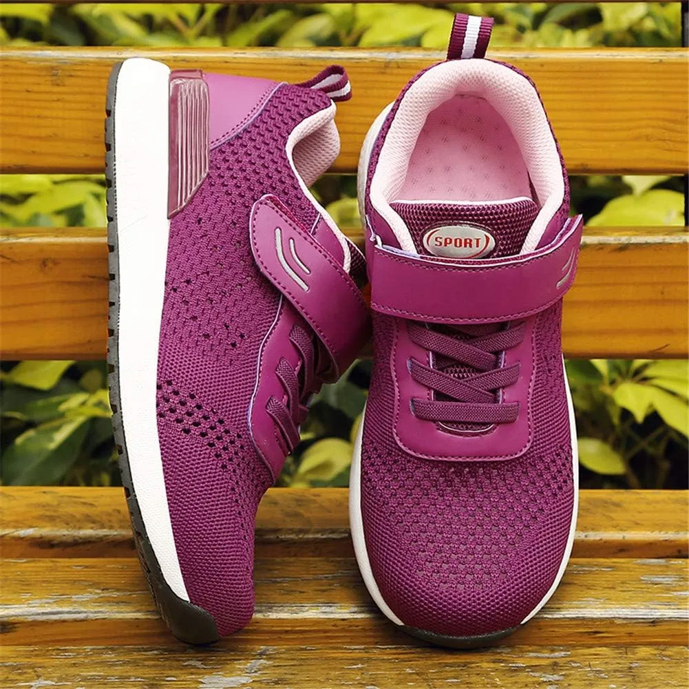 Leader Show Women's Elderly Casual Comfort Walking Shoe Safety Flats Non-Slip Hook & Loop Sneakers