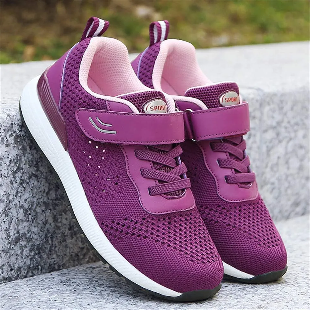 Leader Show Women's Elderly Casual Comfort Walking Shoe Safety Flats Non-Slip Hook & Loop Sneakers