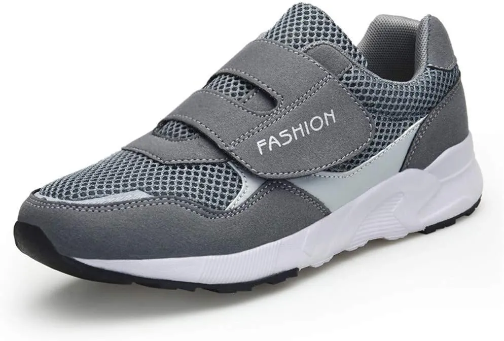 Leader Show Women's Elderly Casual Comfort Walking Shoe Safety Flats Non-Slip Hook & Loop Sneakers