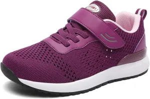 Leader Show Women's Elderly Casual Comfort Walking Shoe Safety Flats Non-Slip Hook & Loop Sneakers
