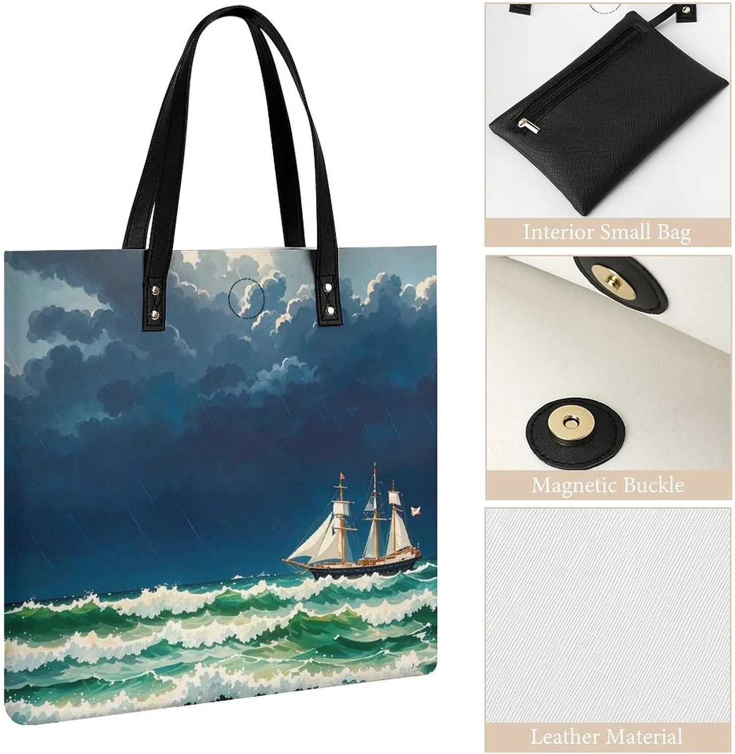 Leather Handbag for Women Tote Bag with Magnetic Buckle Flag of Mexico Crossbody Bag Shoulder Bags