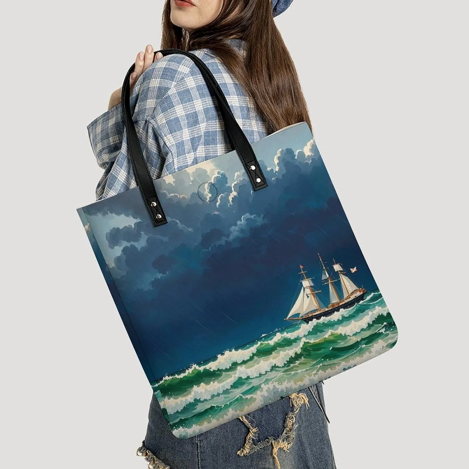 Leather Handbag for Women Tote Bag with Magnetic Buckle Flag of Mexico Crossbody Bag Shoulder Bags
