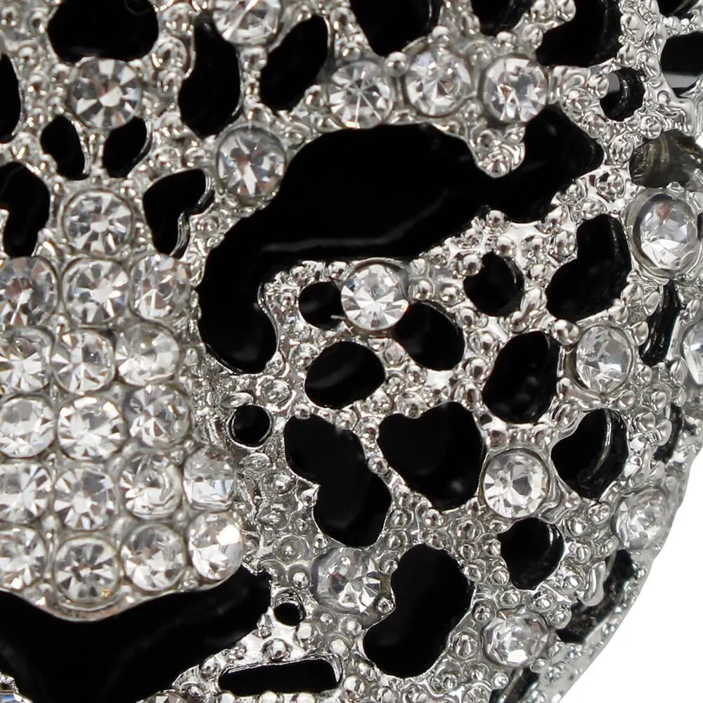 Leopard Brooch Pin Jewelry Vintage Spotted Leopard Rhinestone Crystal Brooch Pin Lapel Pins Back