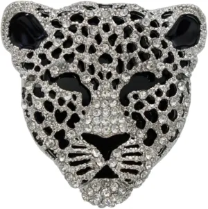 Leopard Brooch Pin Jewelry Vintage Spotted Leopard Rhinestone Crystal Brooch Pin Lapel Pins Back