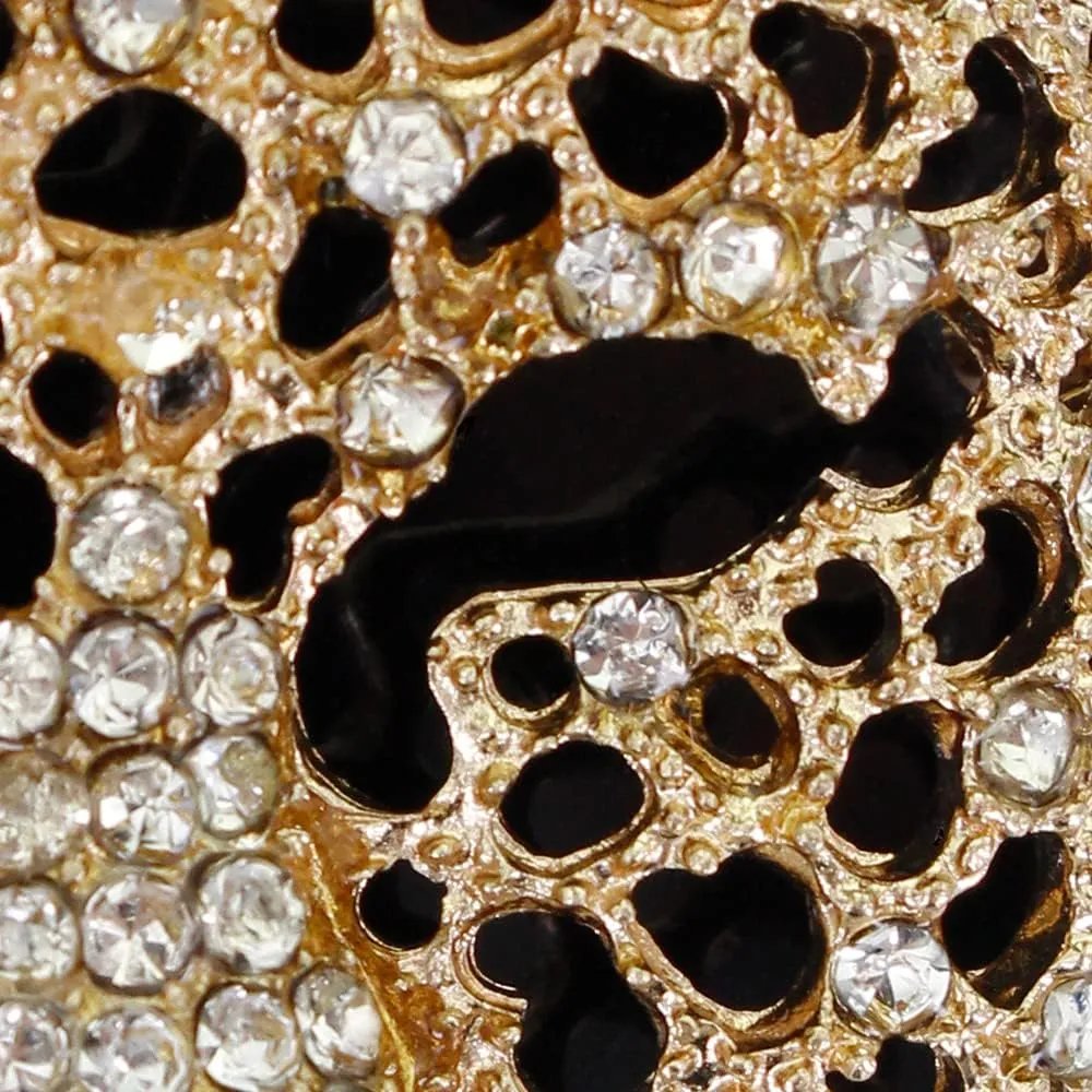 Leopard Brooch Pin Jewelry Vintage Spotted Leopard Rhinestone Crystal Brooch Pin Lapel Pins Back