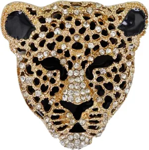 Leopard Brooch Pin Jewelry Vintage Spotted Leopard Rhinestone Crystal Brooch Pin Lapel Pins Back