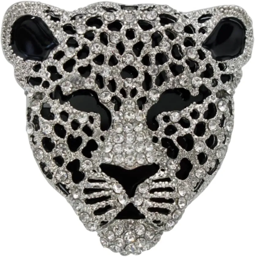Leopard Brooch Pin Jewelry Vintage Spotted Leopard Rhinestone Crystal Brooch Pin Lapel Pins Back