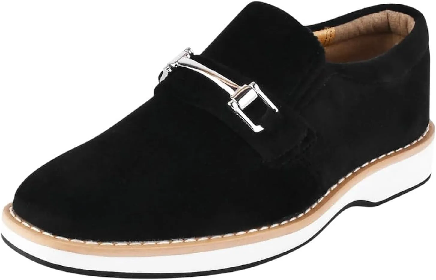 LIBERTYZENO Boys Velvet Kids Buckle Slip On Dress Loafer Shoes for Prom Graduation