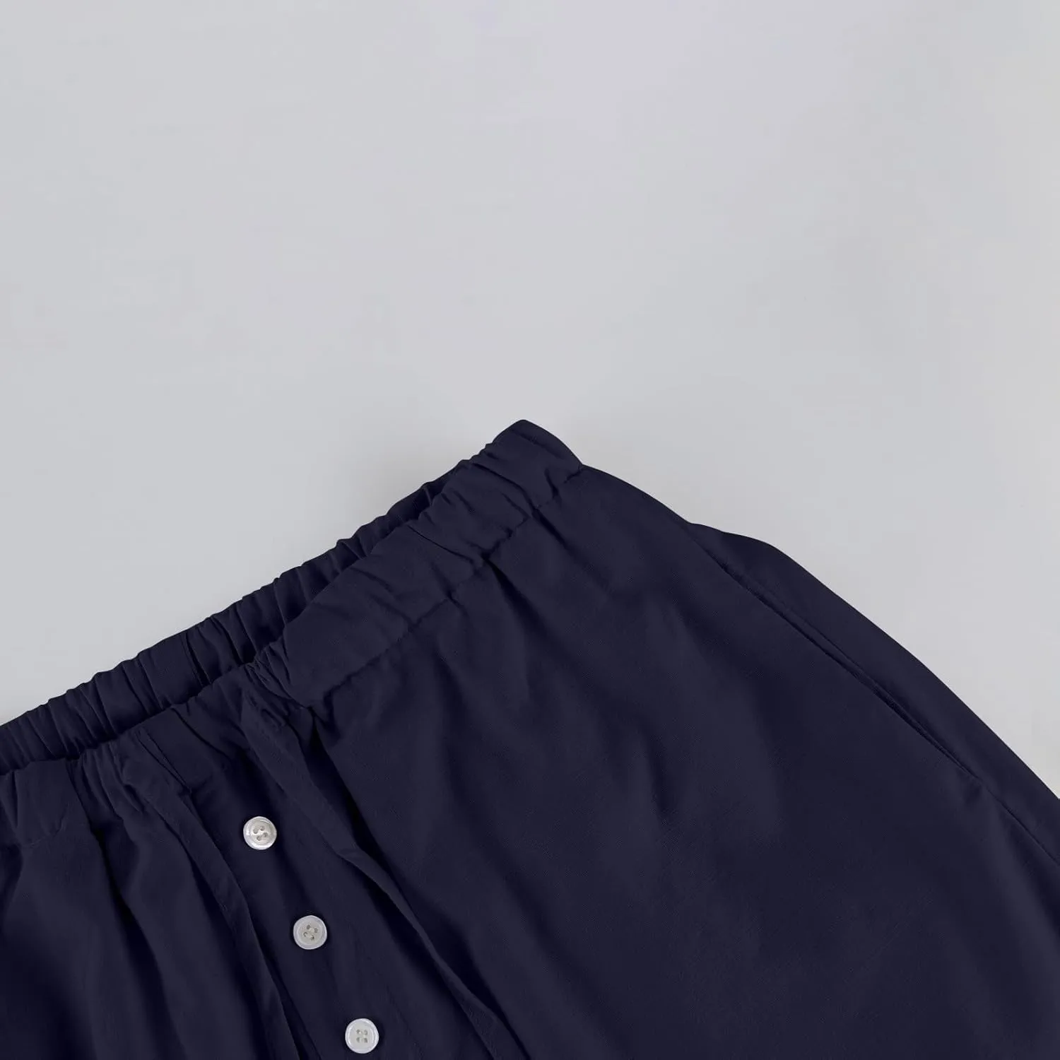 Linen Pants for Women Palazzo Button Down High Waisted Wide Leg Pants Lounge Elastic Summer Solid Clothes Baggy Pocket
