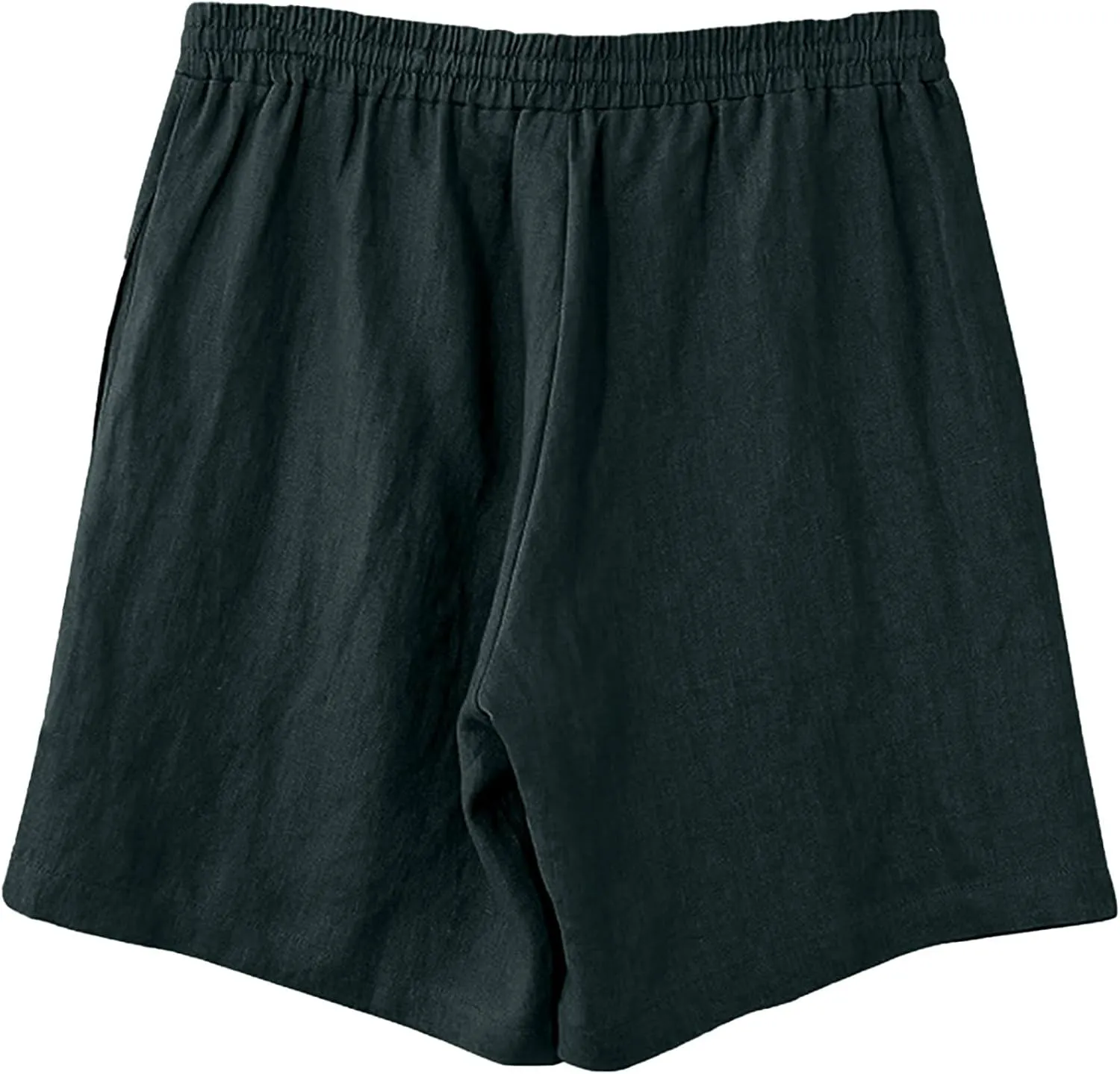 Linen Shorts for Men Elastic Waist Drawstring Shorts Relaxed Fit Summer Lightweight Pants with Pockets