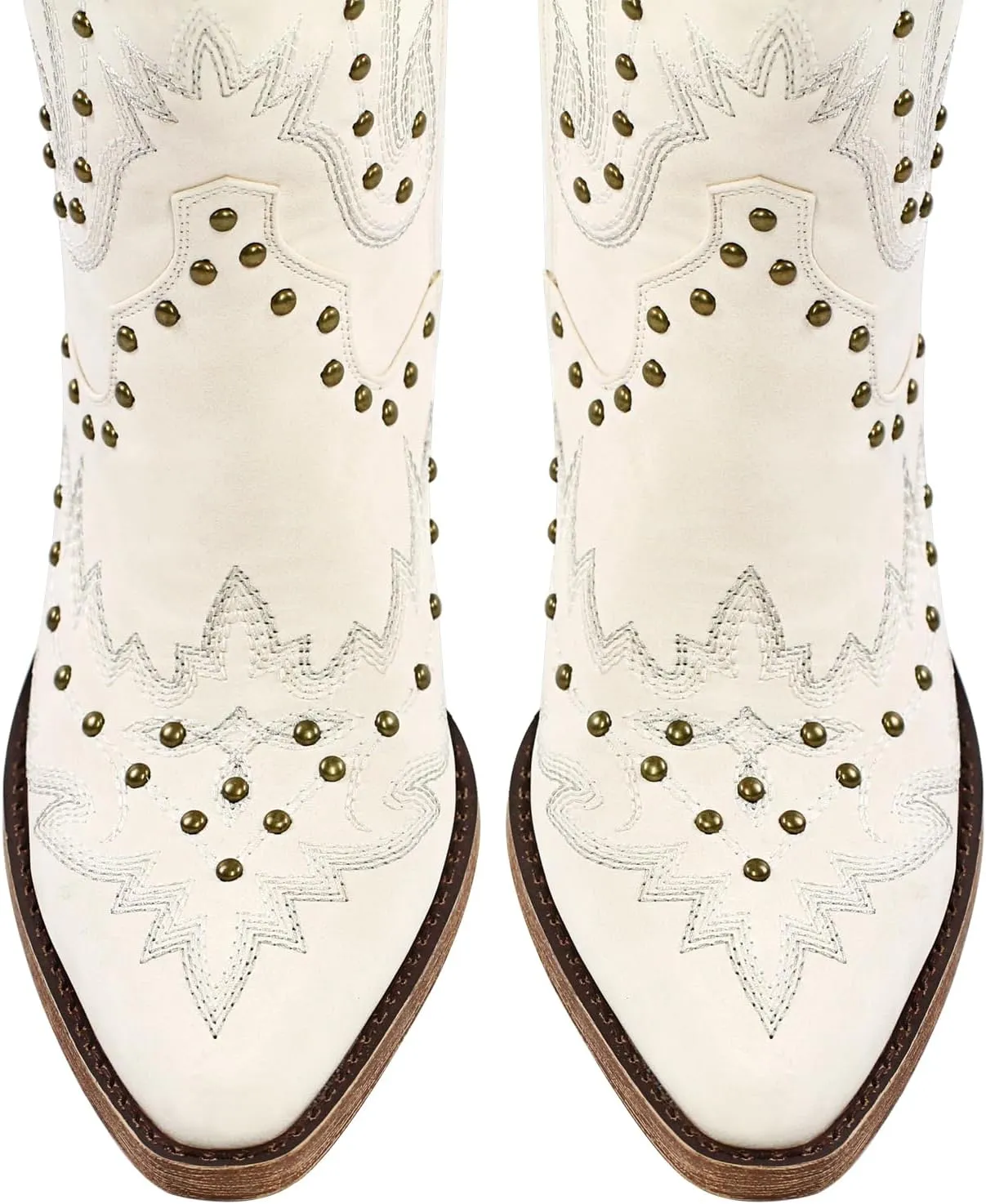 LISHAN Women's Western Cowboy Cowgirl Boots Thigh High Embroidered Block Heels Faux Leather Back Lace Up Shoes