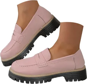 Loafers for Women 2024 Comfortable,Casual Lightweight Round Toe Orthopedic Platform Loafers Slip-On Walking Shoes