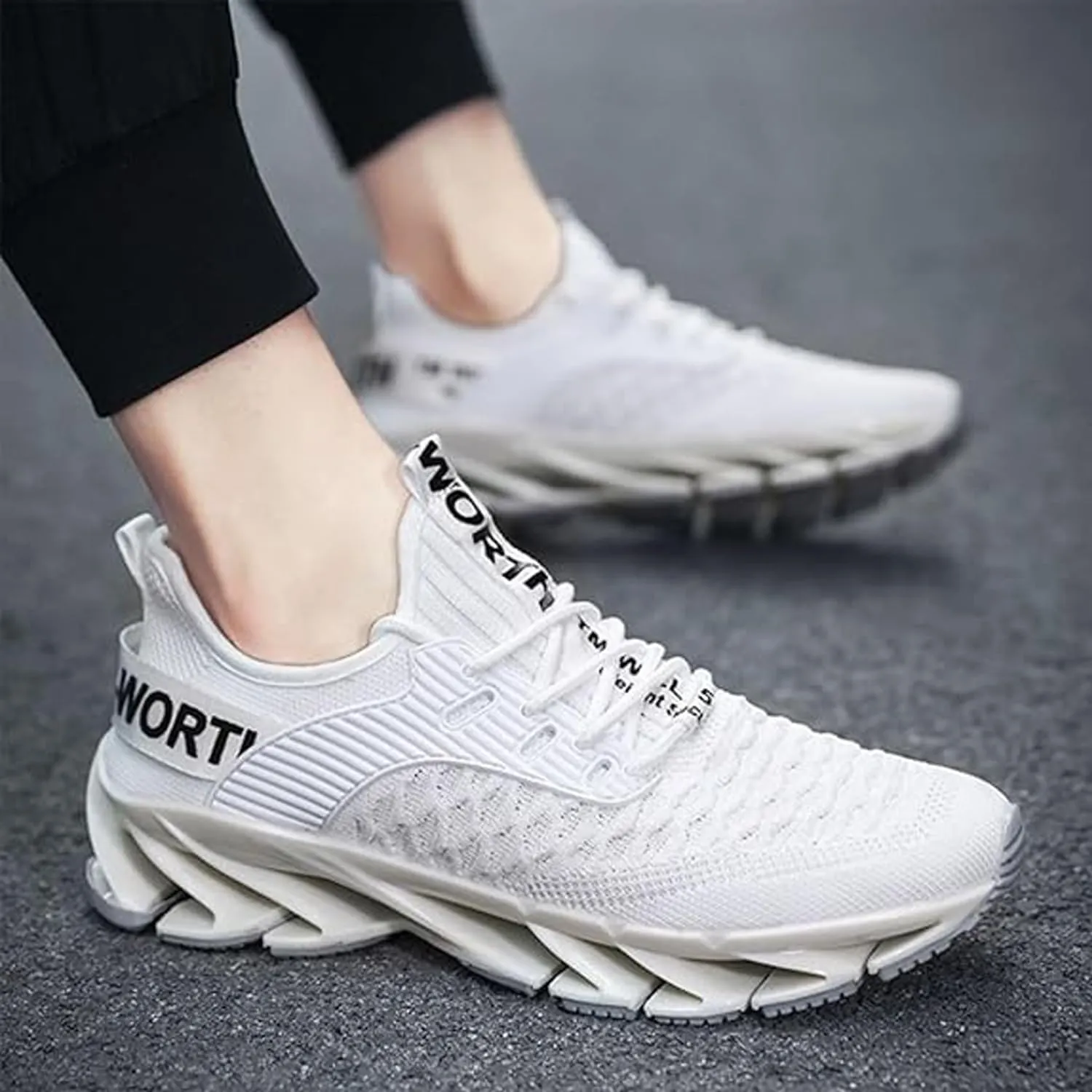 Luniva Mens Shoes, Luniva Heightened Running Shoes Men, Breathable Knitted Non-Slip Slip-On Sneakers