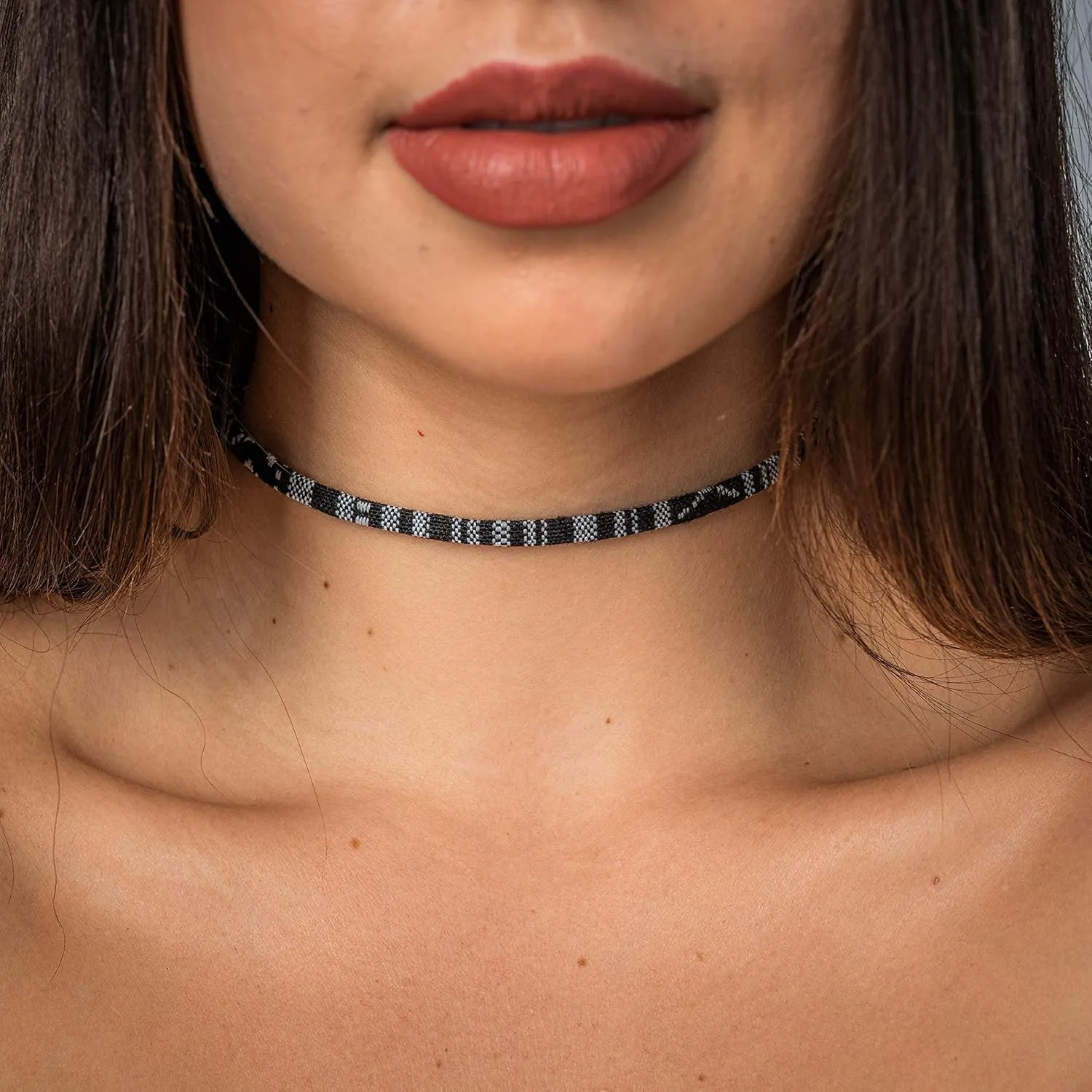 Made by Nami Boho Choker for Women and all Genders Waterproof & Adjustable Surfer Necklace Choker for Pride Parade & Hippie Festival (Black)