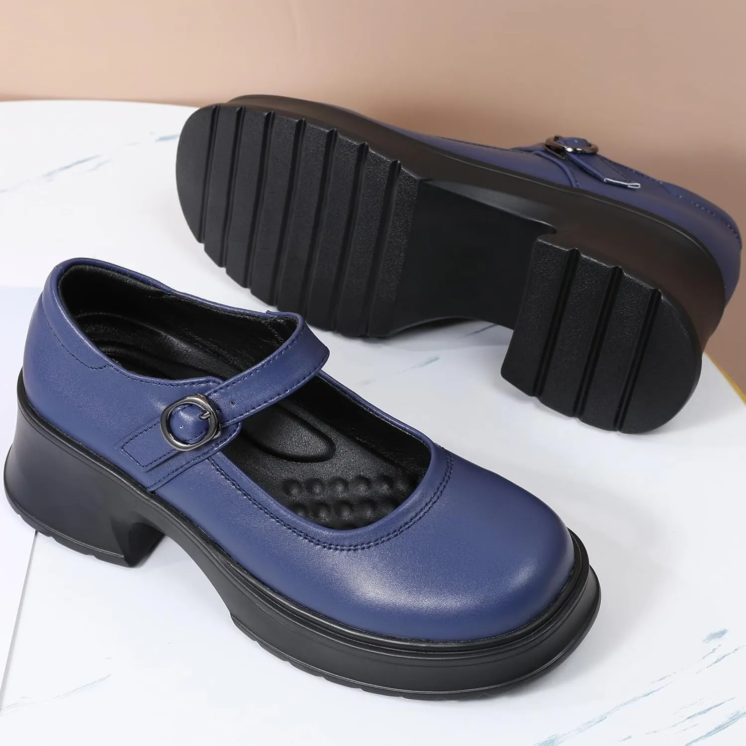 Mary Jane Shoes Women Platform Mary Janes Heels Women's Chunky Pumps Dress Shoes Ladies Work Comfortable Dressy Casual Footwear