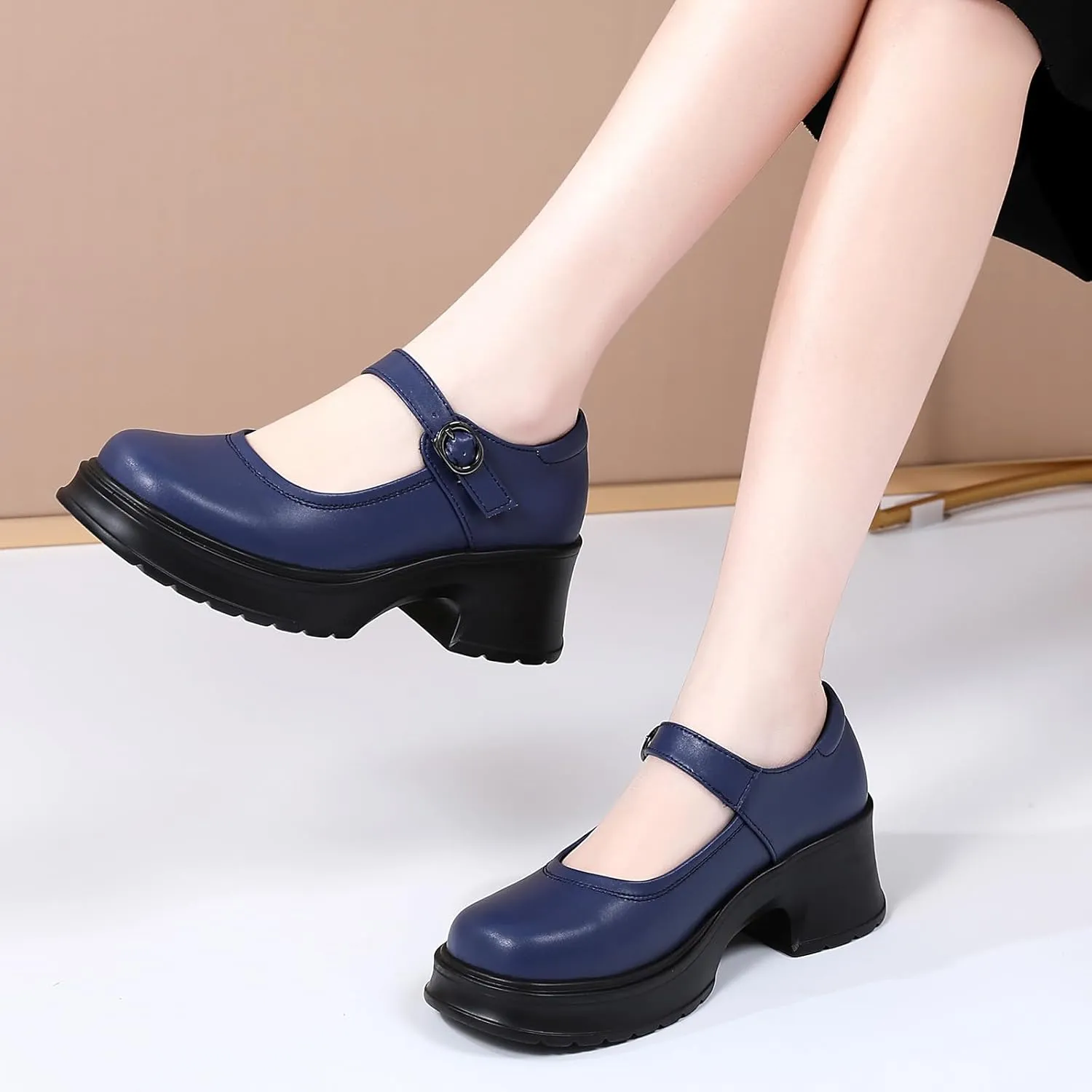 Mary Jane Shoes Women Platform Mary Janes Heels Women's Chunky Pumps Dress Shoes Ladies Work Comfortable Dressy Casual Footwear