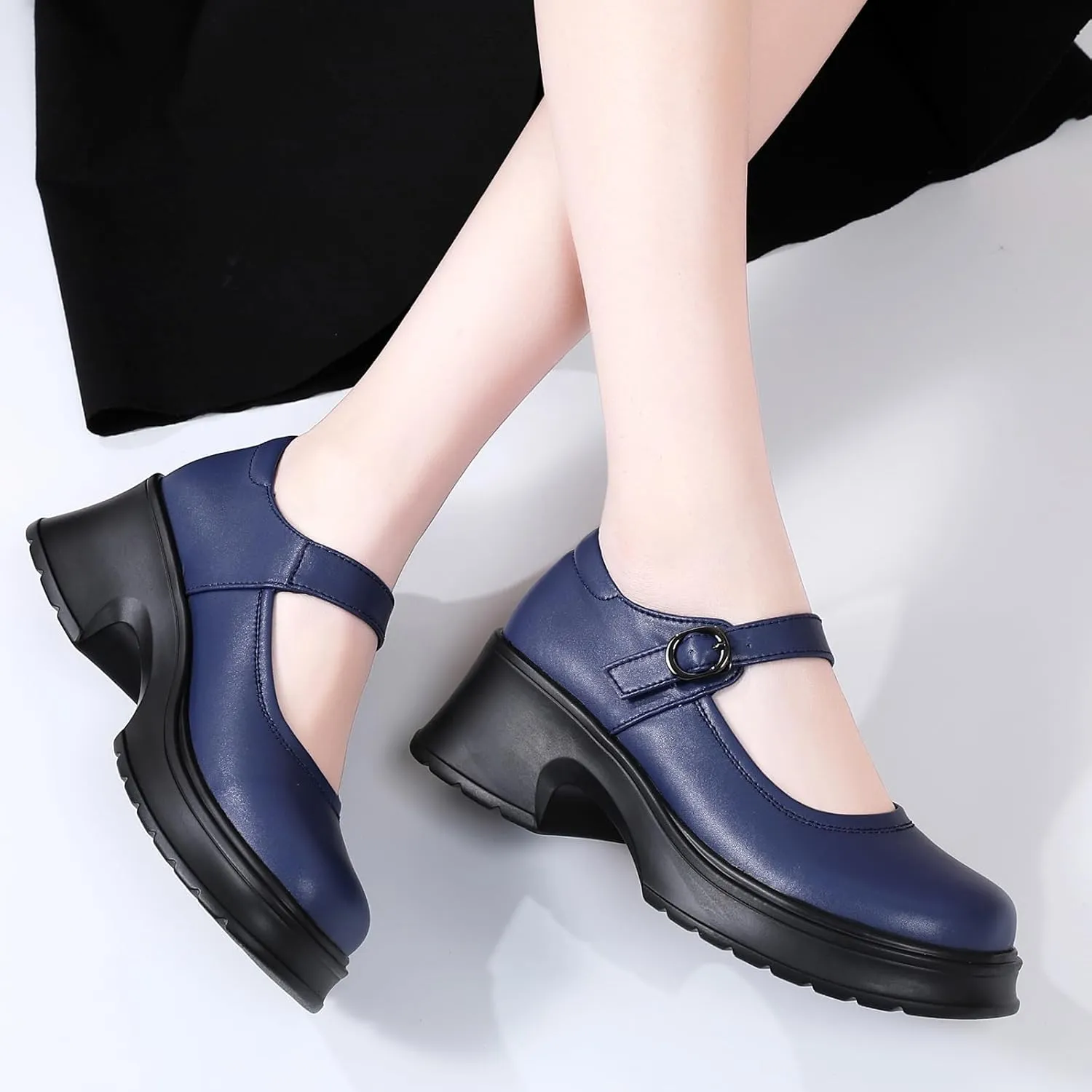 Mary Jane Shoes Women Platform Mary Janes Heels Women's Chunky Pumps Dress Shoes Ladies Work Comfortable Dressy Casual Footwear